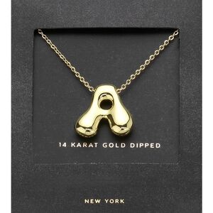 Gold "A" Bubble Monogram Pendant Chain Necklace Initial Charm 3D Casual